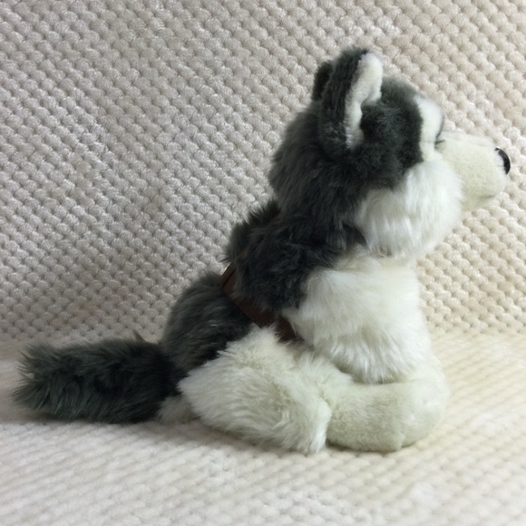 Vancouver Aquarium Plush Fluffy Siberian Husky with Harness Stuffed Animal Toy - Picture 5 of 16